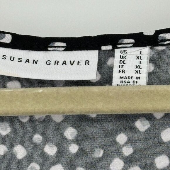 Susan Graver Womens Black Polka Dot Asymmetrical Hem Tunic Top knit Size large - Picture 6 of 10